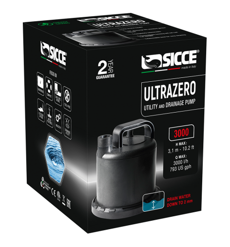 SICCE Ultra Zero – Pompe submersible d’aspiration basse 3000 l/h